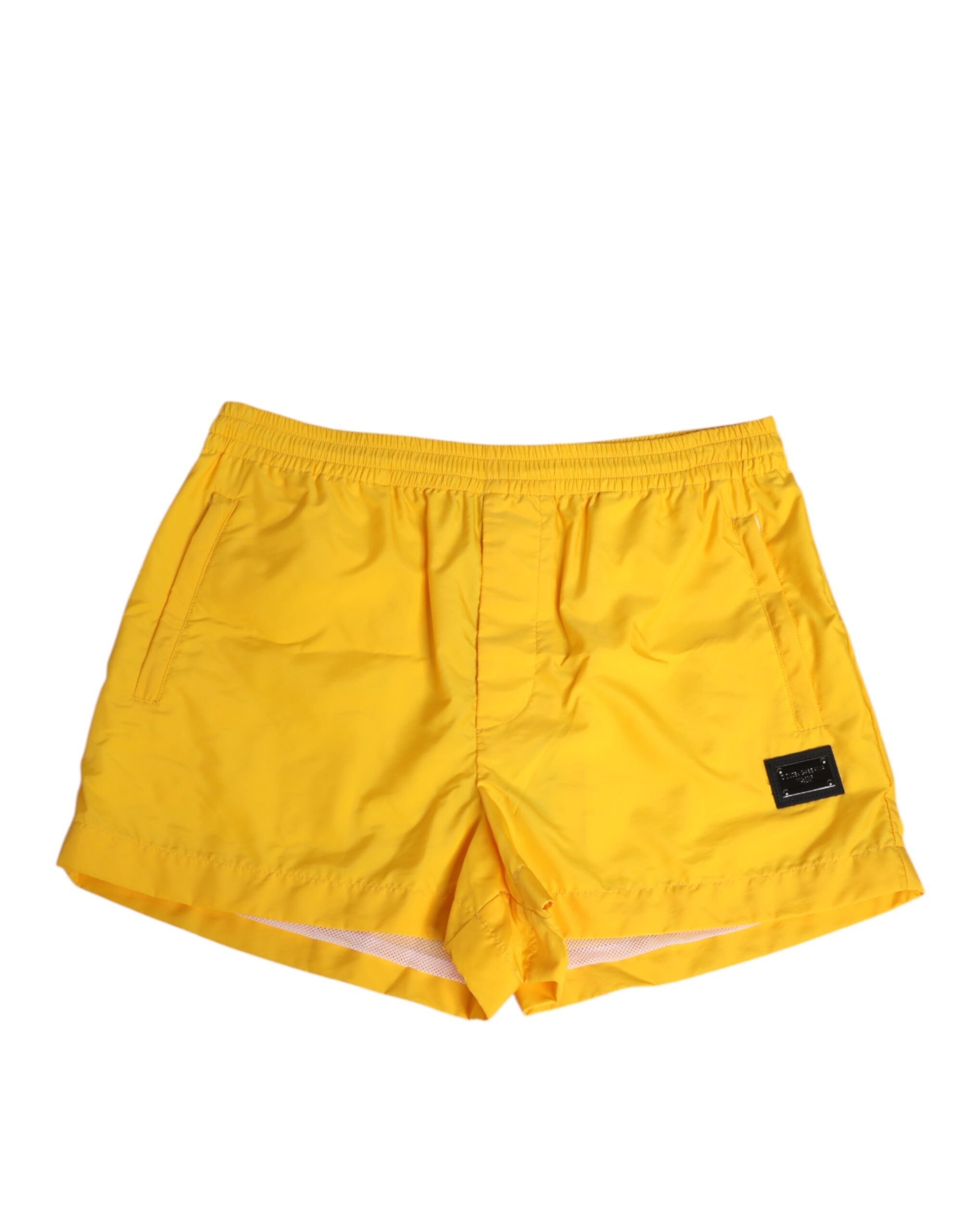Logo Plaque Nylon Swim Shorts — Yellow
