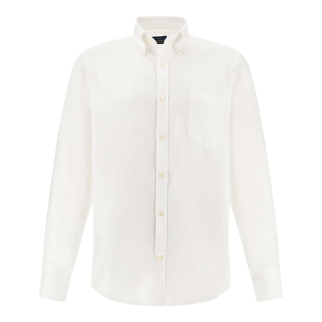 Soffio cotton shirt with damier pattern, Man, White