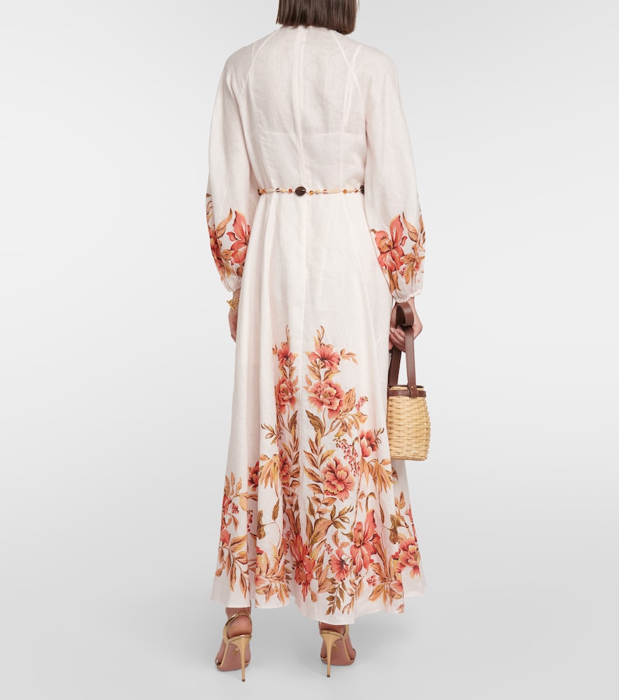 Zimmermann Vacay Billow belted floral linen maxi dress