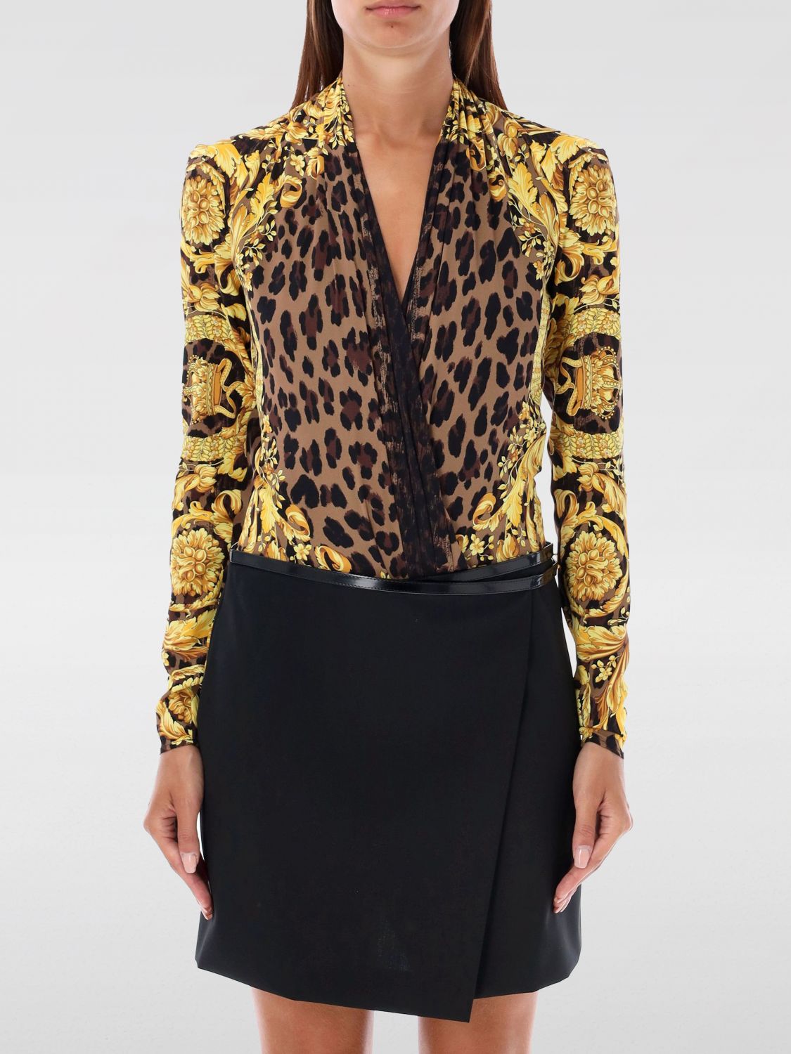 Wild Barocco silk draped bodysuit - Yellow