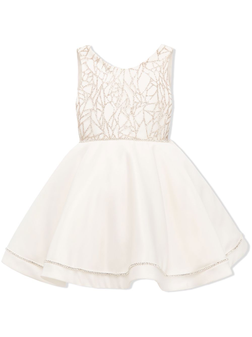 Rhinestone-embellished flared dress - White