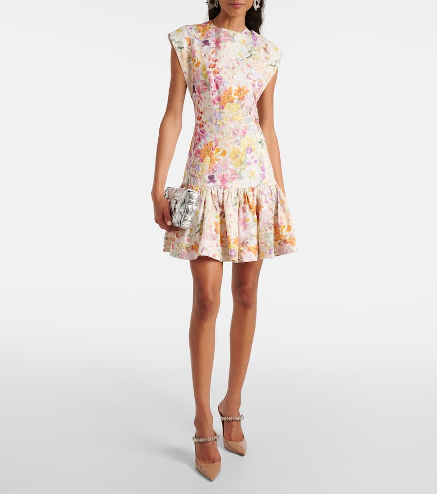 Harmony floral ruffled linen minidress