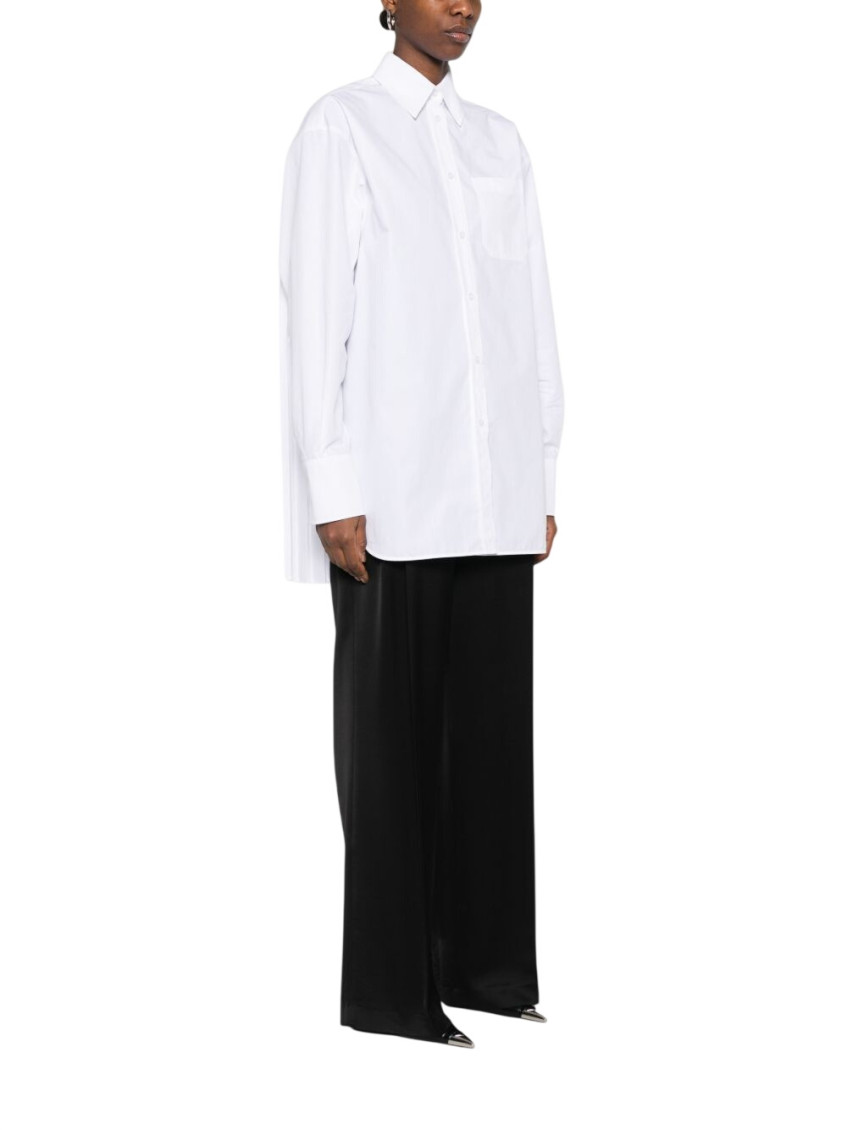 Sportmax - longline cotton blend shirt point collar