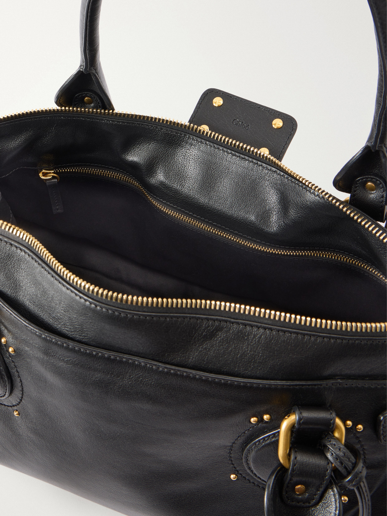 Paddington Large Locket-detail Leather Bag - Black