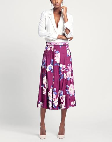 Woman Midi skirt Plum Size 6 Viscose, Silk