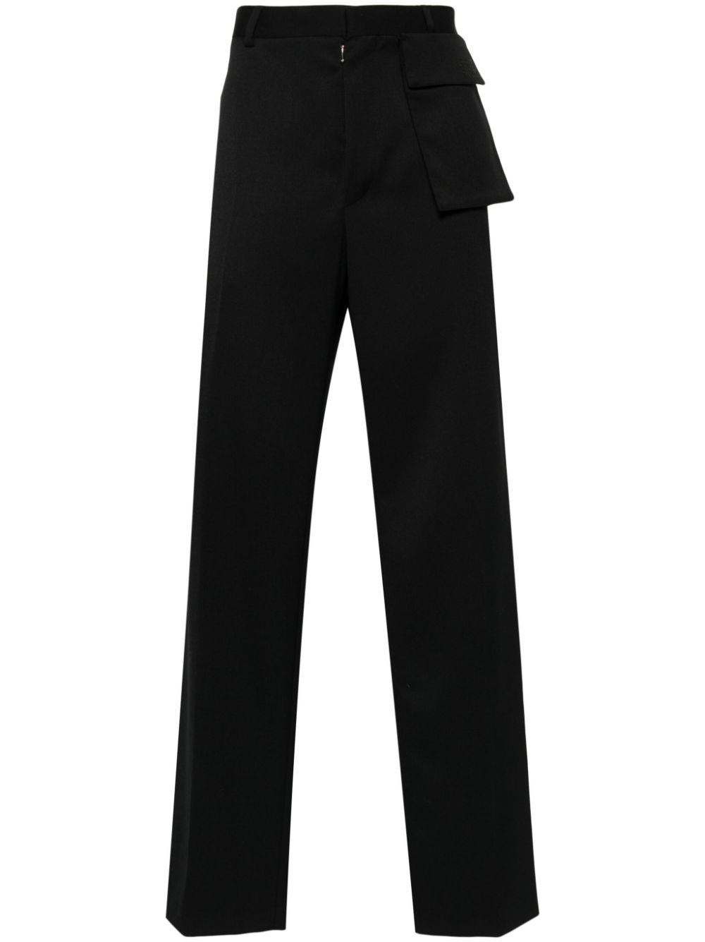 Logo-embroidered straight-leg tailored trousers - Black