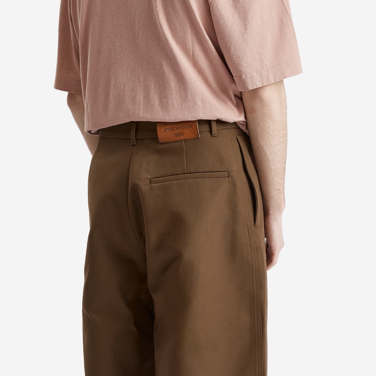 Men's Plass Double Cotton Twill Trousers in Olive Green