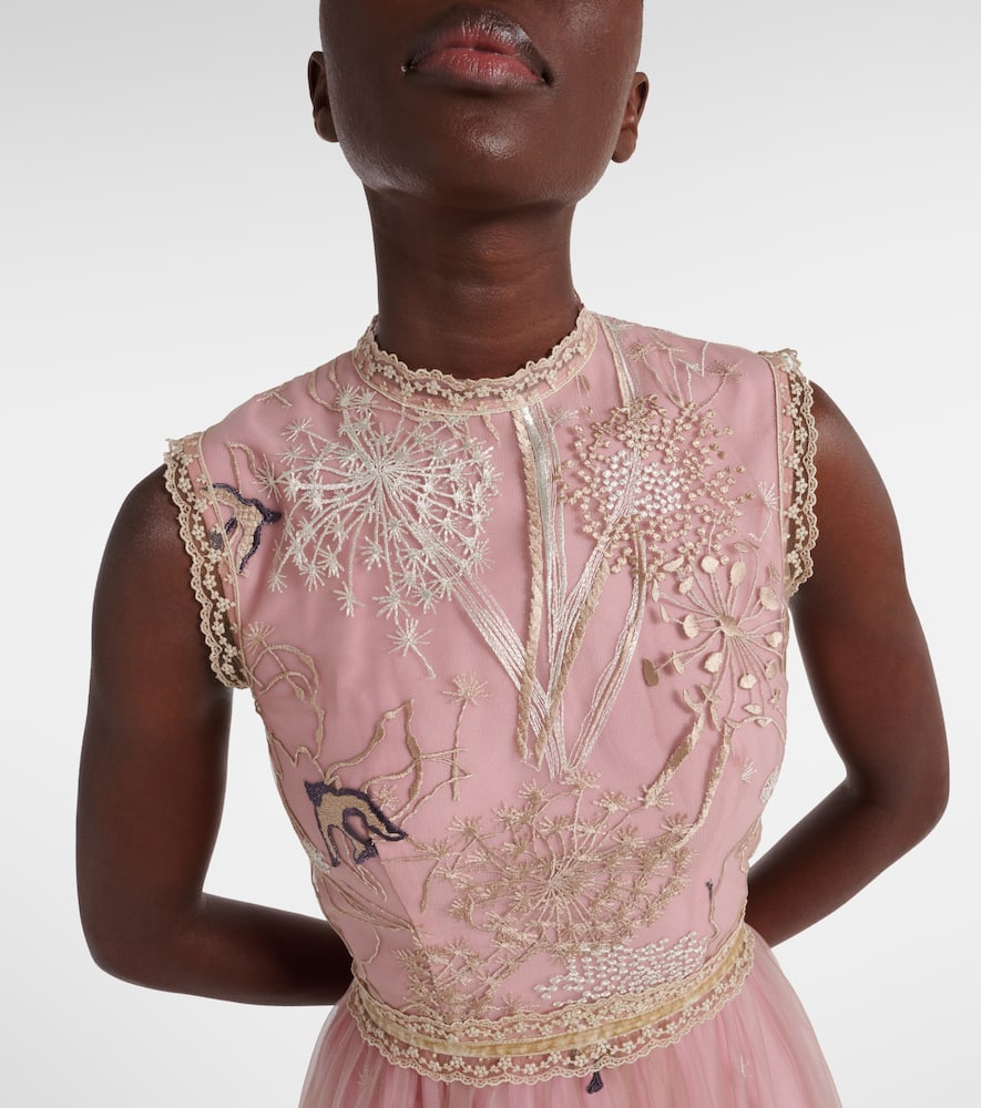 Costarellos Embroidered tulle gown