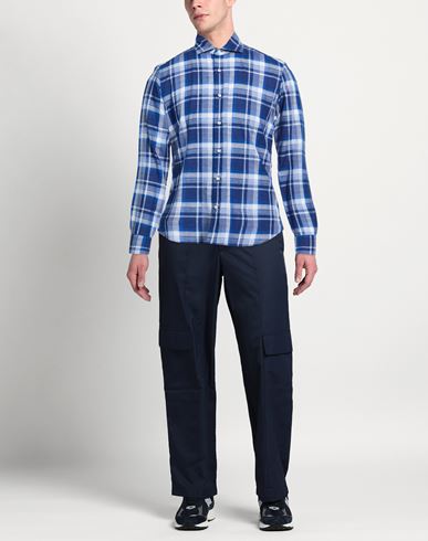 Man Shirt Blue Size 15 Cotton, Linen