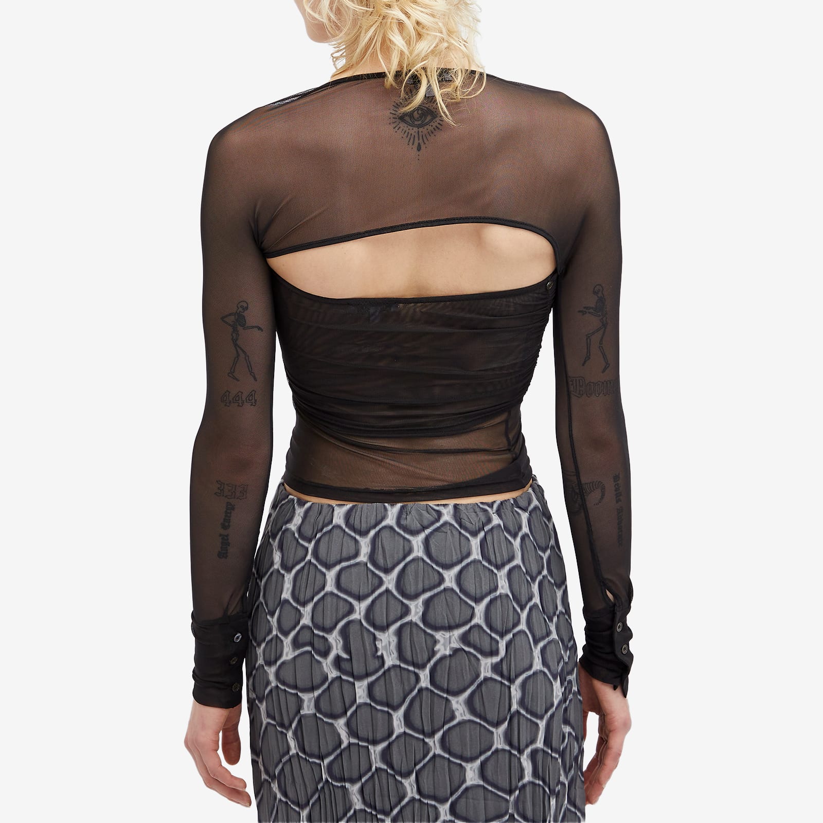 Women's Iris Long Sleeve Mesh Top in Black