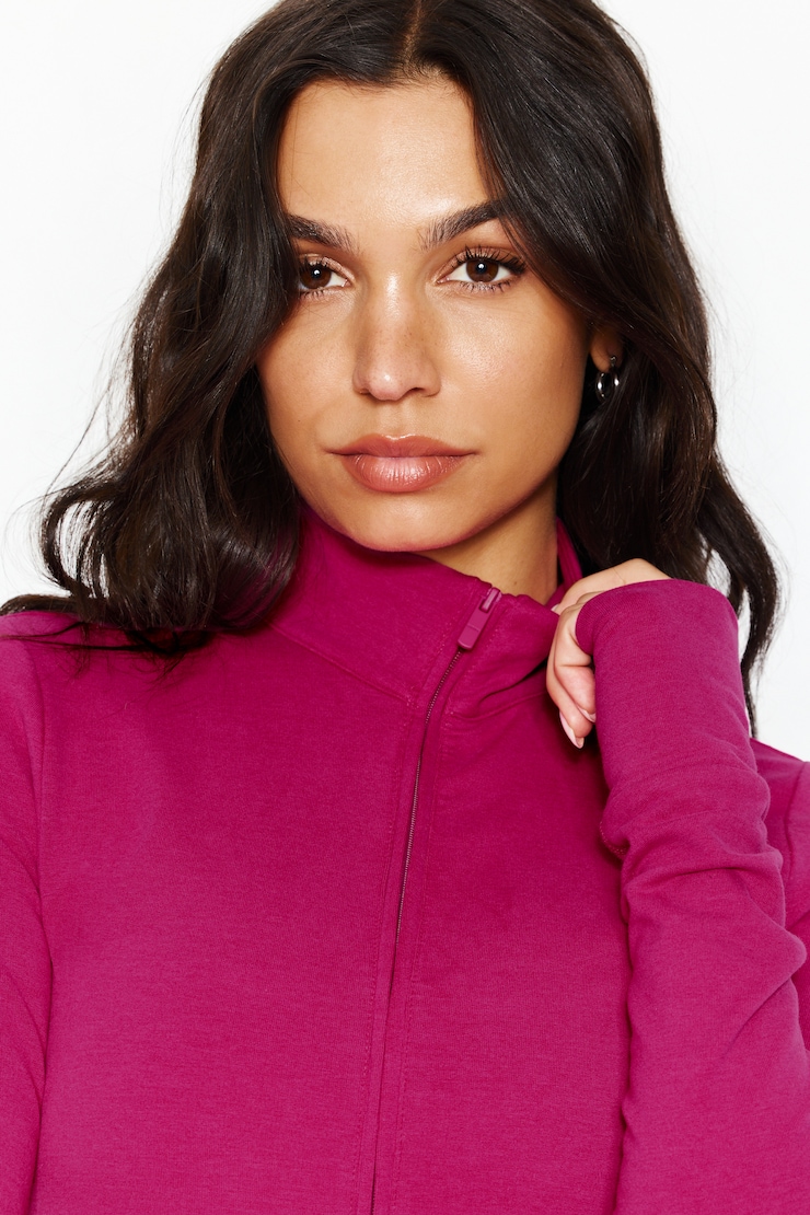 StretchTerry™ Mock Neck Zippy - Pink - Women Clothing