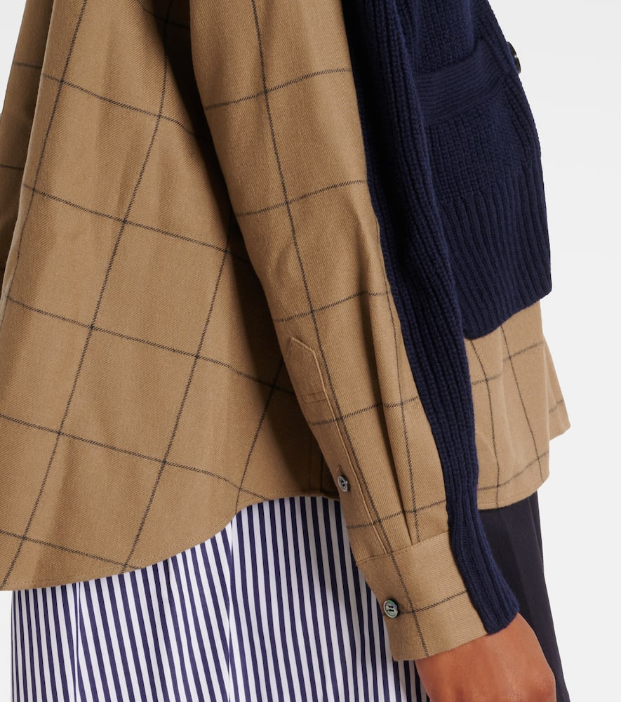 Layered wool-blend cardigan
