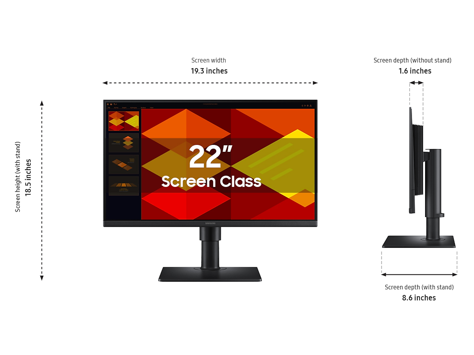 22" (S40GD) Borderless Business Monitor IPS Panel 100Hz HAS USB Hub EPEAT ENERGY STAR® Certified(LS22D402GANXGO)