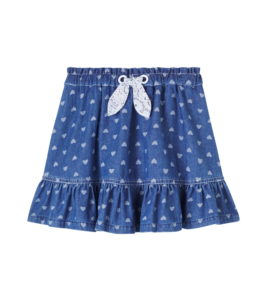 Printed denim skirt