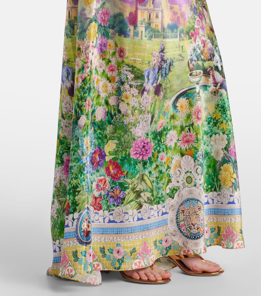 Printed silk slip dress