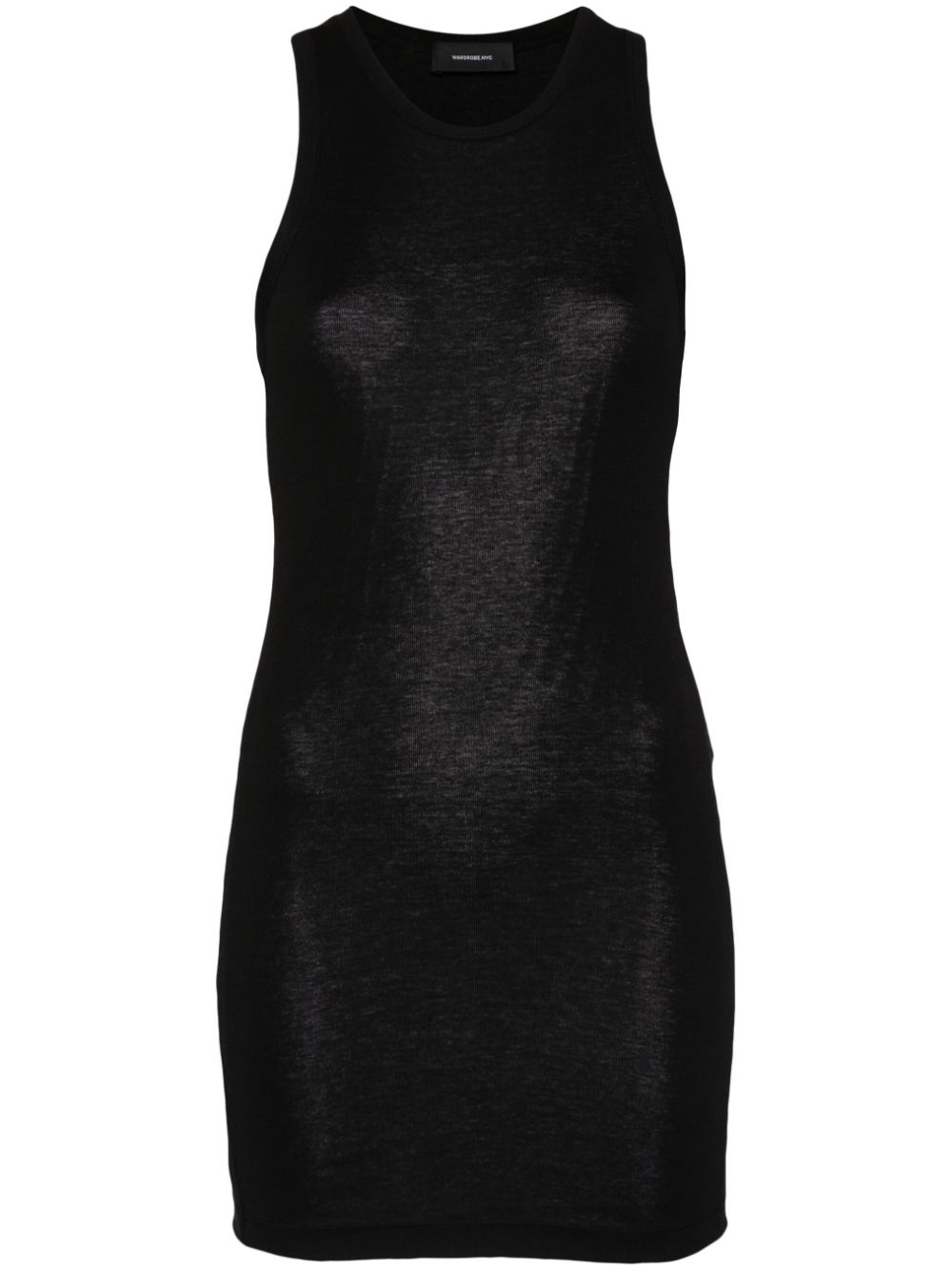Round-neck cotton tank dress - Black