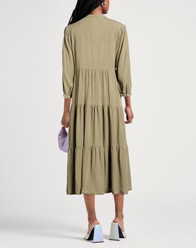 Woman Midi dress Military green Size M Tencel