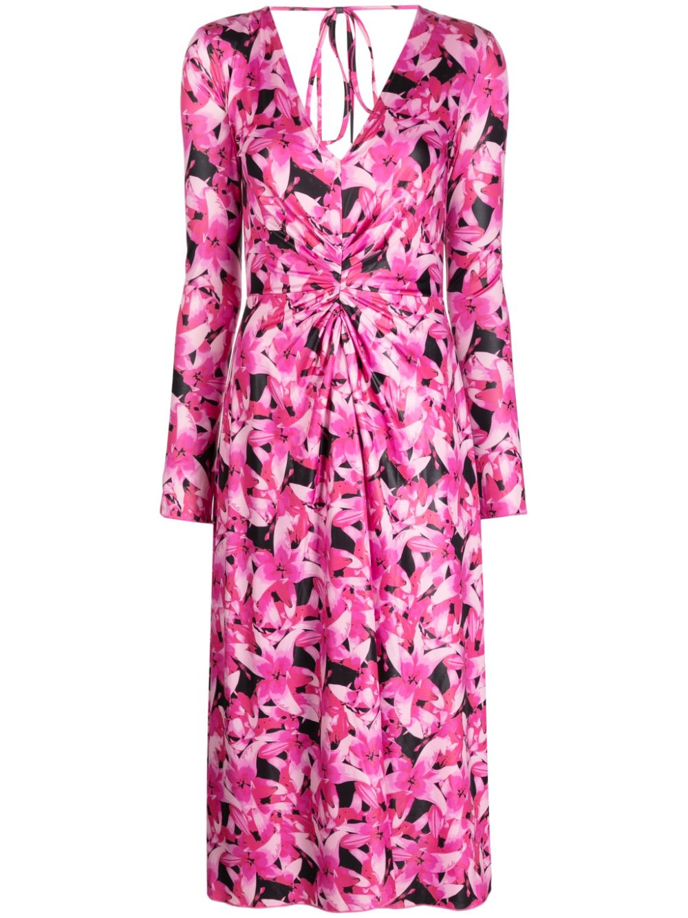 Floral-print ruched midi dress - Pink