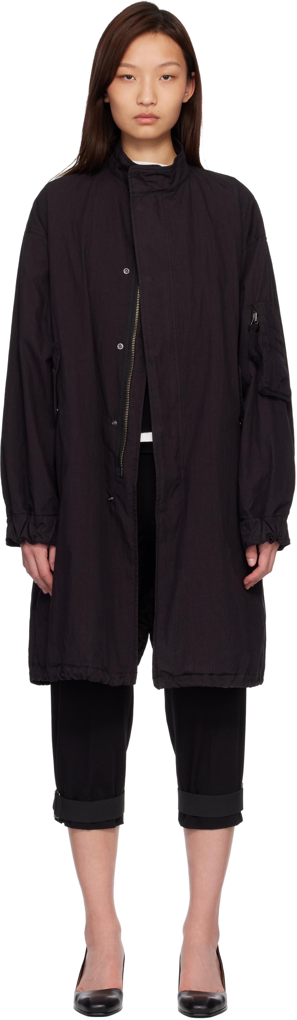 Black Garment Dyed Fishtail Parka