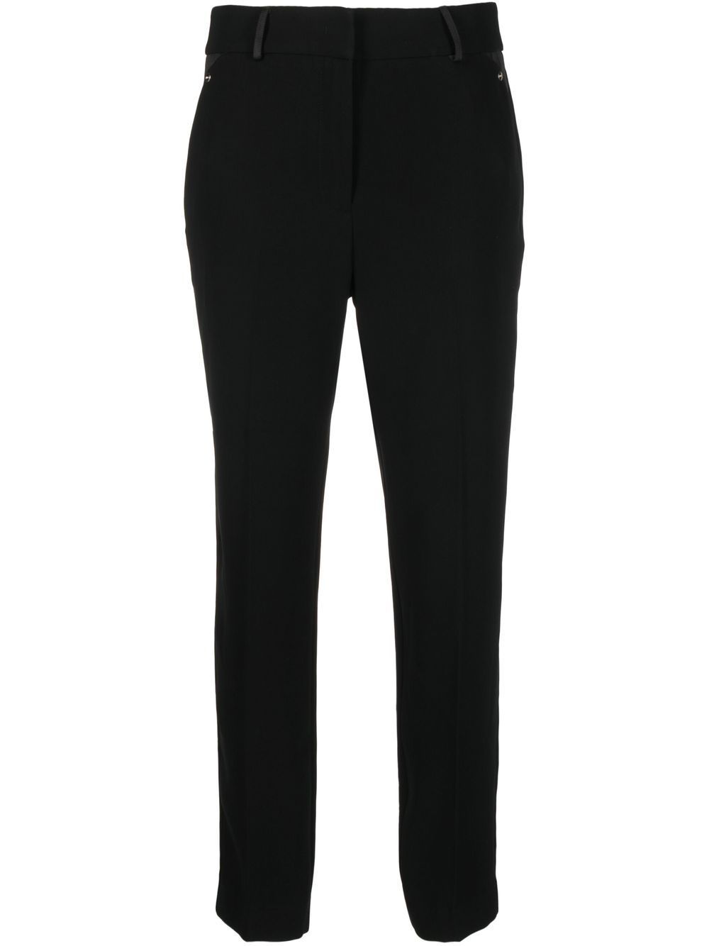 Satin-detail cropped trousers - Black