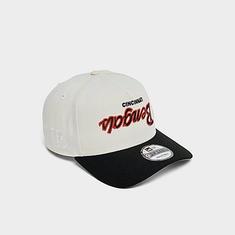 Cincinnati Bengals NFL Upside Down Wordmark 9FORTY A-Frame Snapback Hat in Chrome/Black