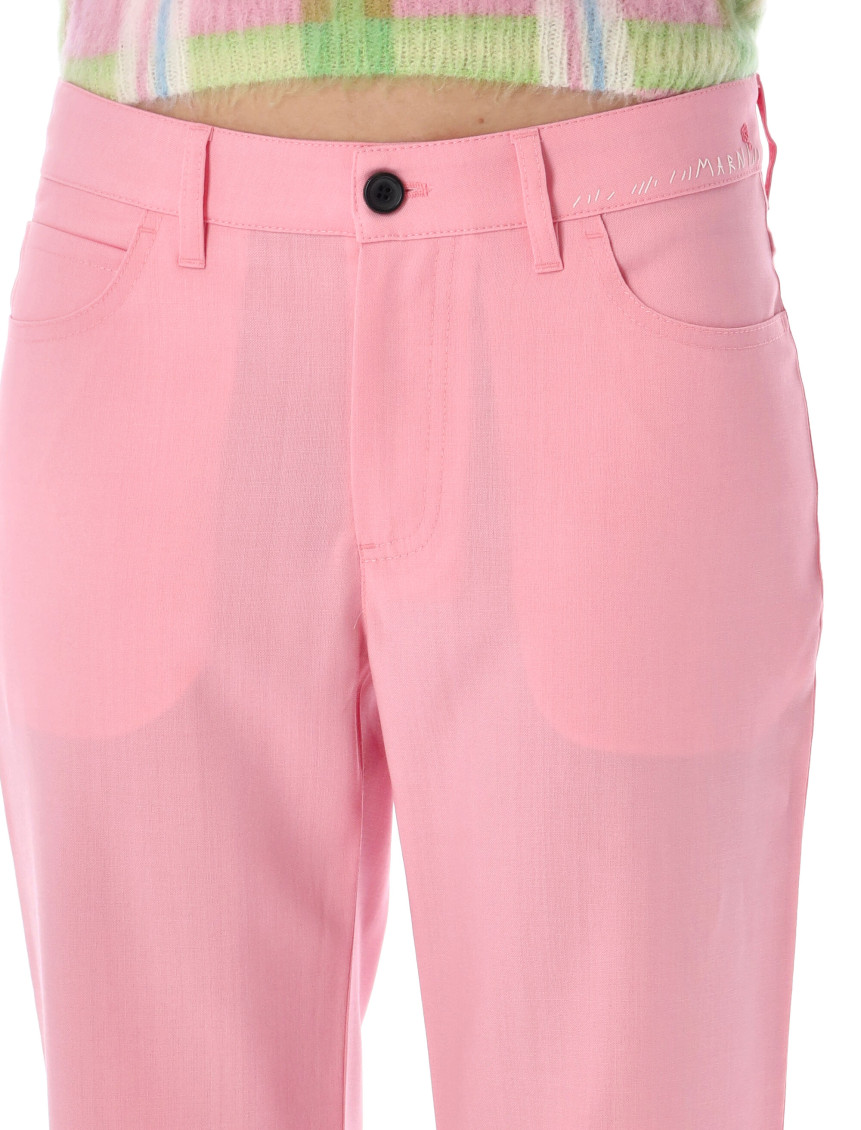 Logo Embroidery Wool Pants