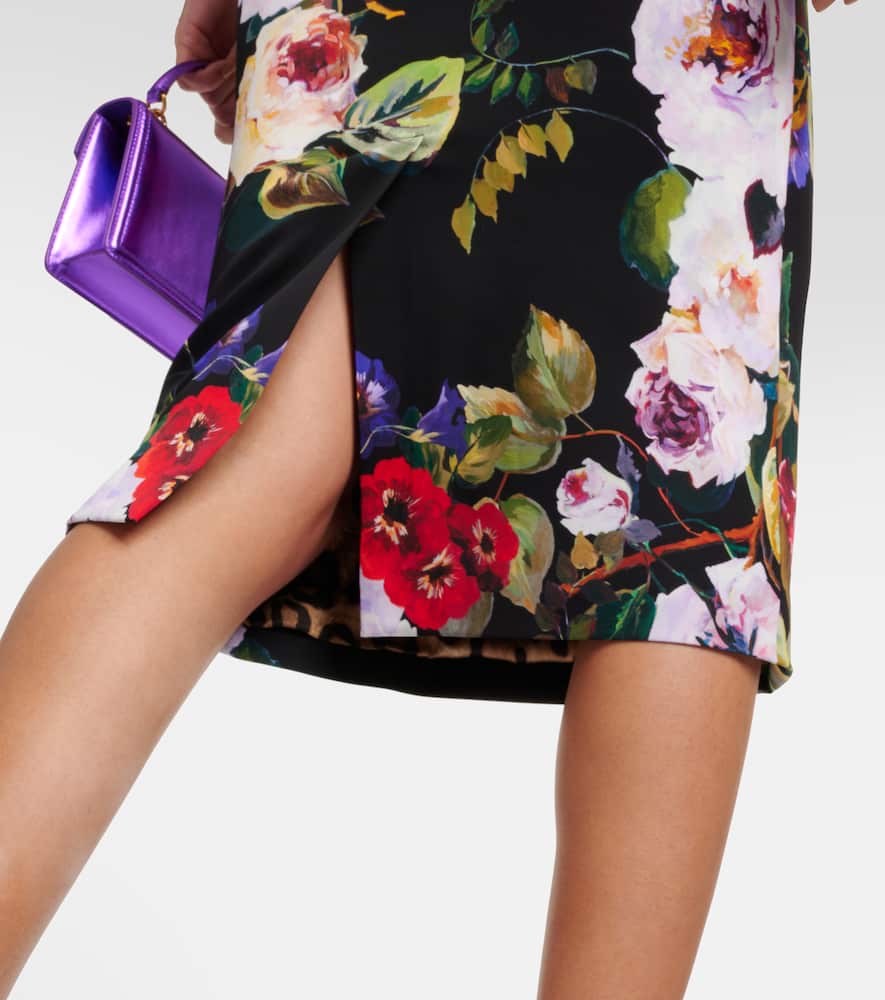 Rose Garden charmeuse midi skirt