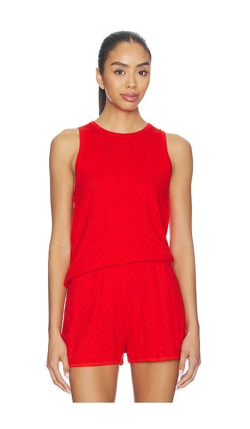 Soft Goat Pointelle Singlet Top in Red. S. Also in