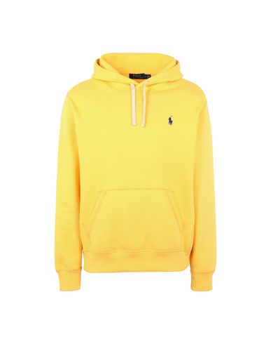 Cotton Blend Fleece Athleltic Hoodie Man Sweatshirt Yellow Size XXL Cotton, Polyester