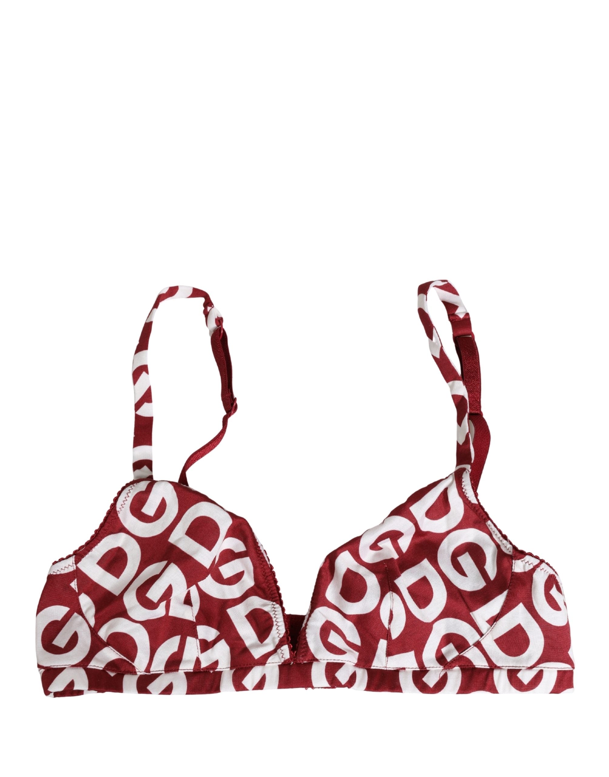 Logo Monogram Cotton Soft Cup Bra — Red