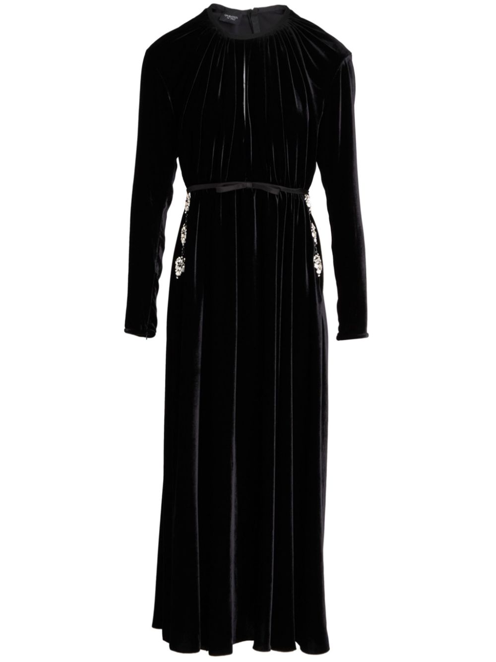 Rhinestone-embellished velvet dress - Black
