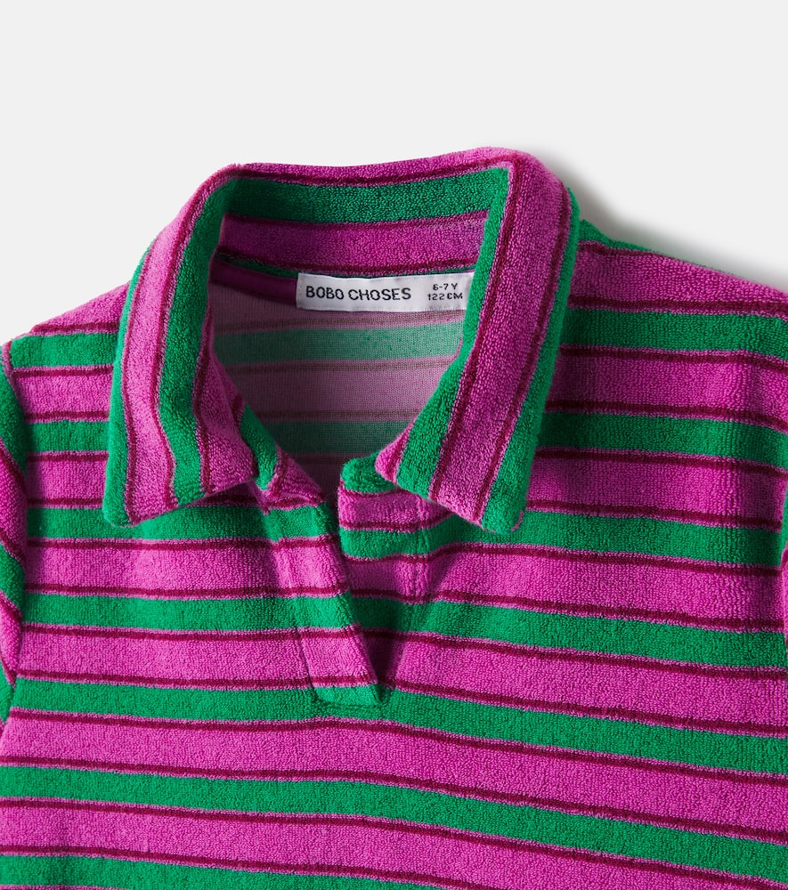 Striped cotton-blend terry polo dress