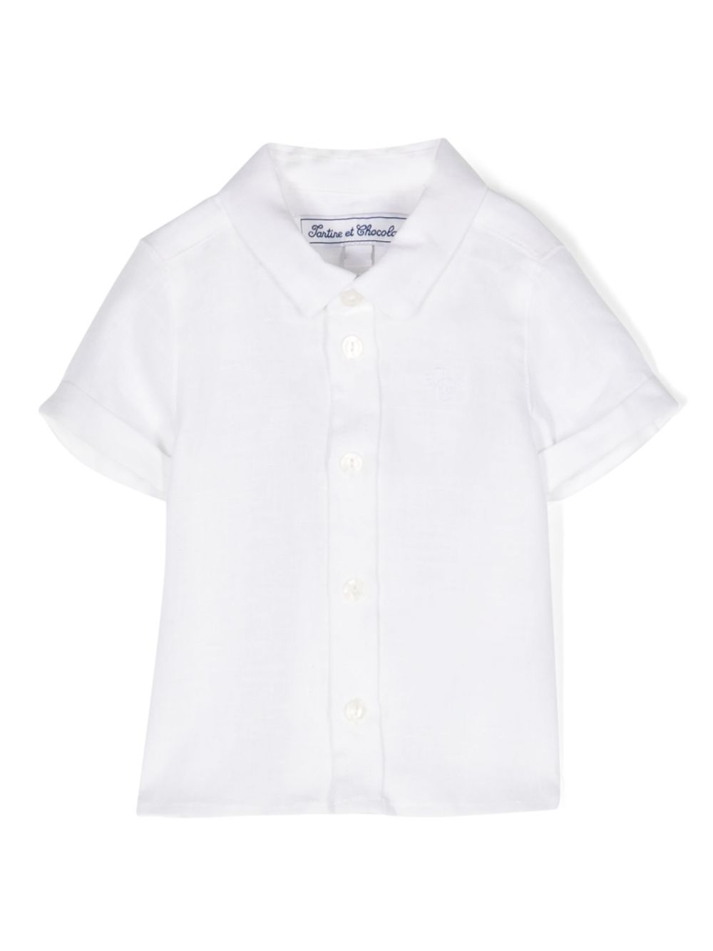 Logo-embroidered linen shirt - White