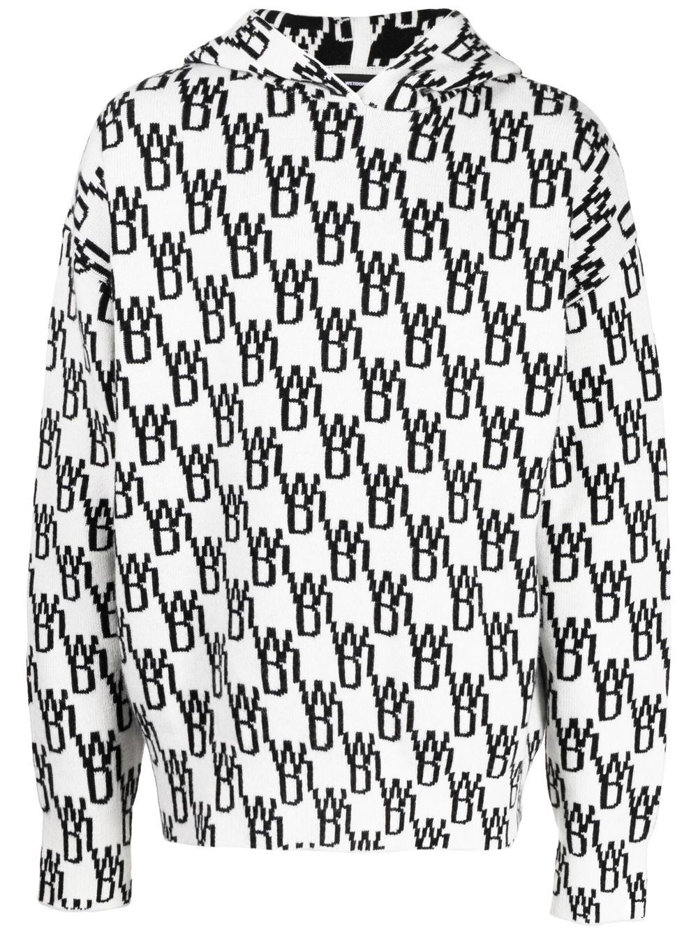 Monogram knitted hoodie - White