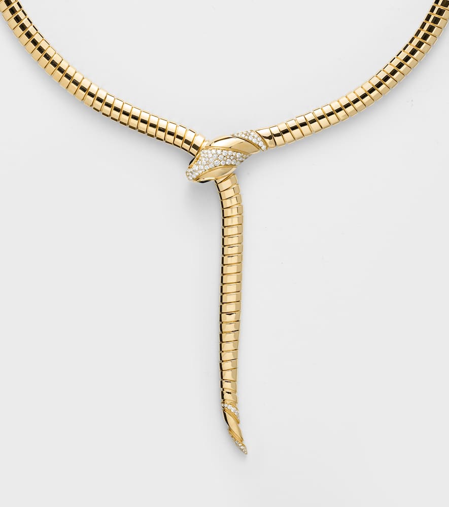 Bvlgari Serpenti Tubogas 18kt gold necklace with diamonds and onyx