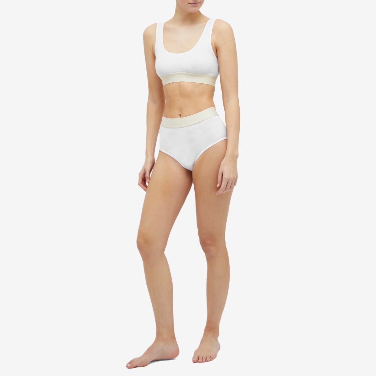 Women's Logo Tape Bra in White, Size Small 