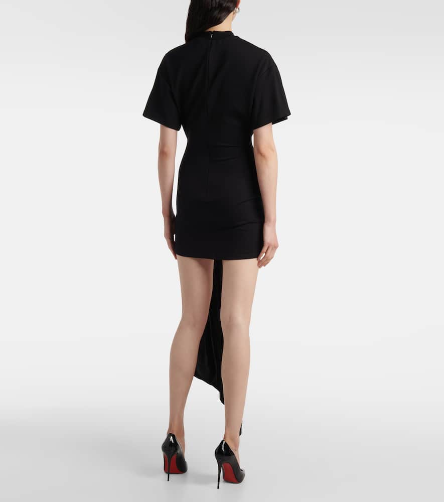 Embellished draped jersey minidress