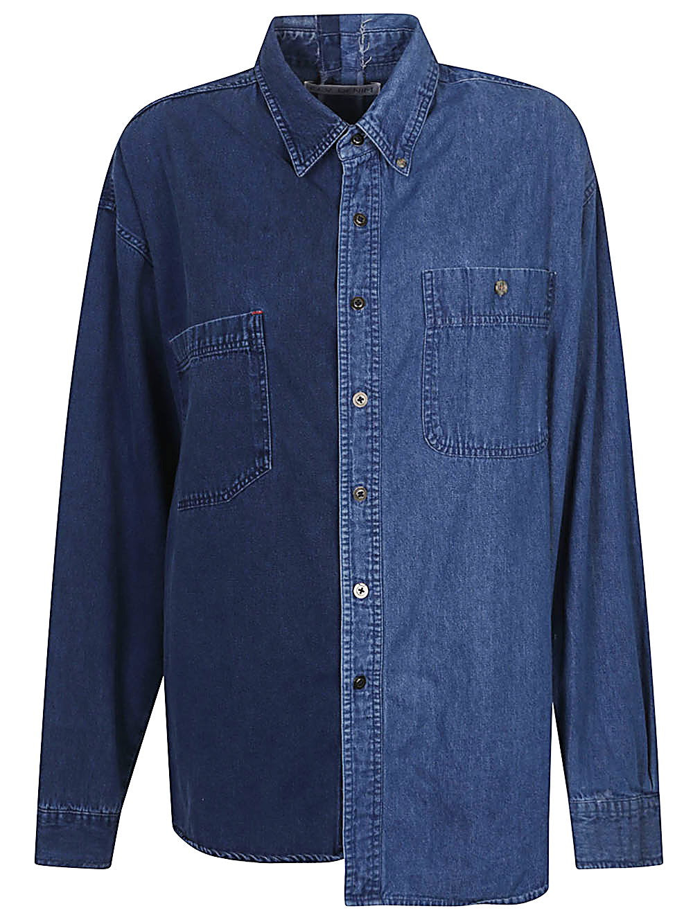 Upcycled Denim Cotton Shirt — Blue
