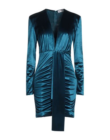 Woman Mini dress Deep teal Size 8 PES, Elastane