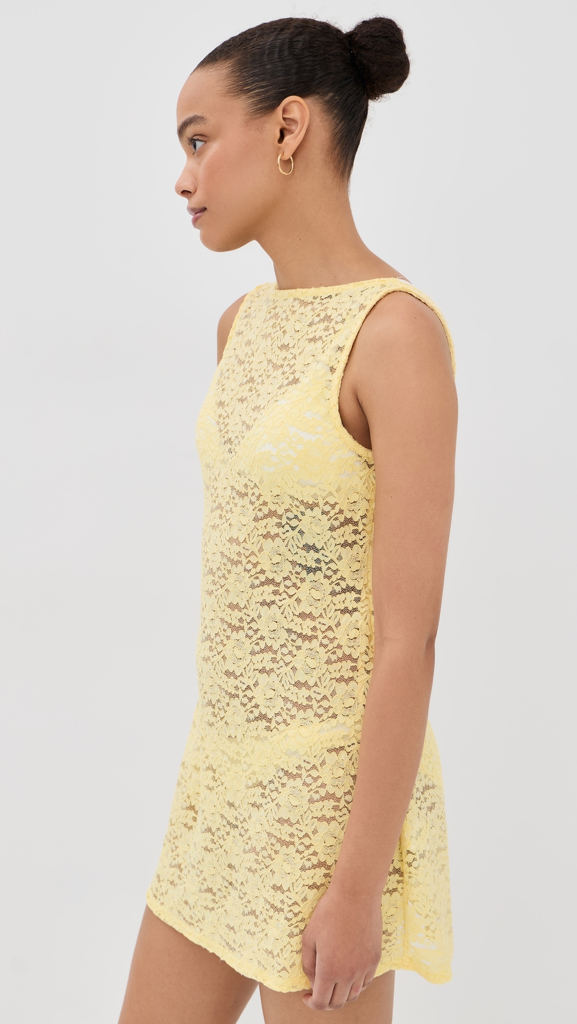 Harper Lace Mini Dress Yellow