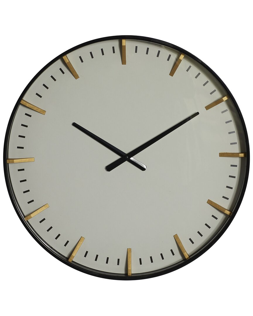 CosmoLiving by Cosmopolitan Black Glass Wall Clock With Gold Accents