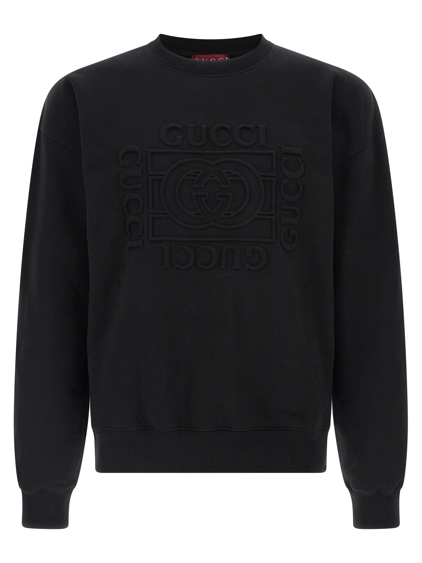 Embossed Logo Cotton Sweatshirt — Black