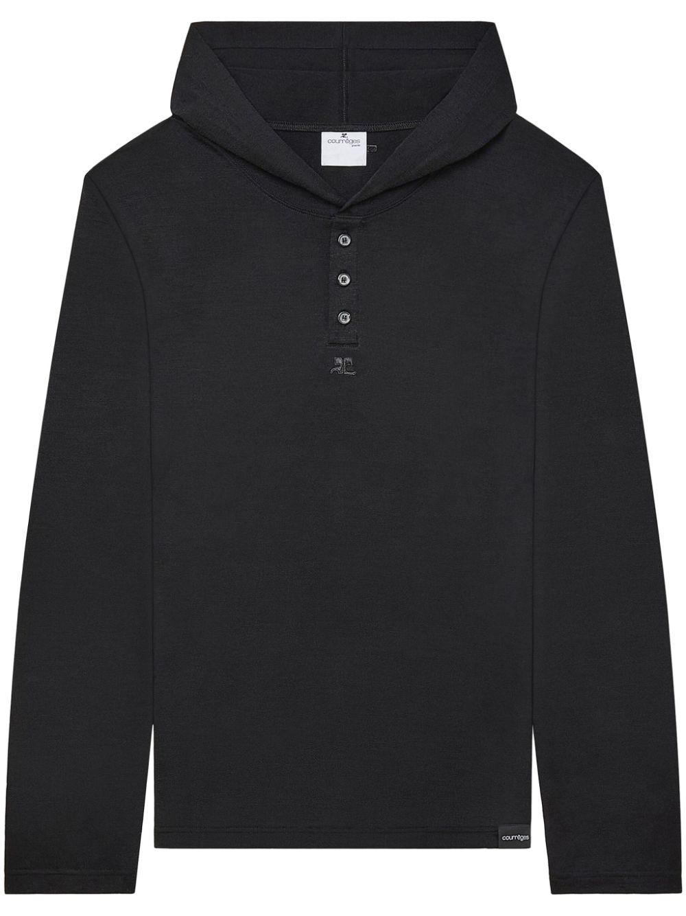 Fine-knit wool hoodie - Black