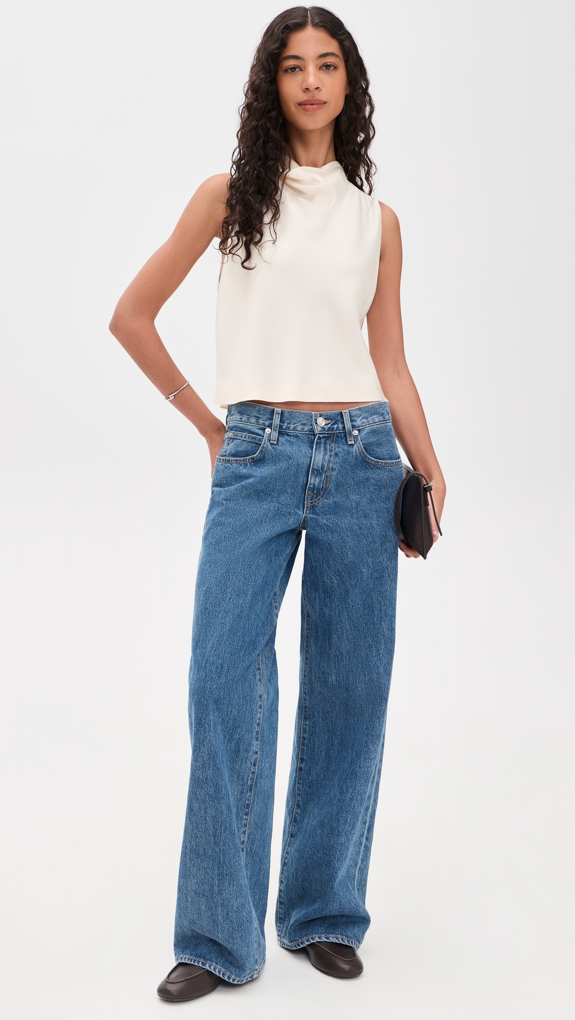 Cropped Cowl Neck Top Flax