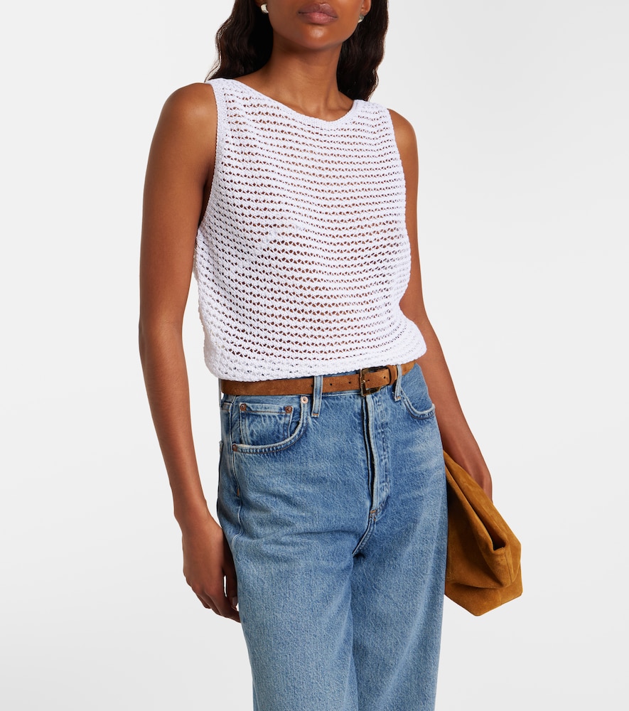 Crochet cotton-blend top