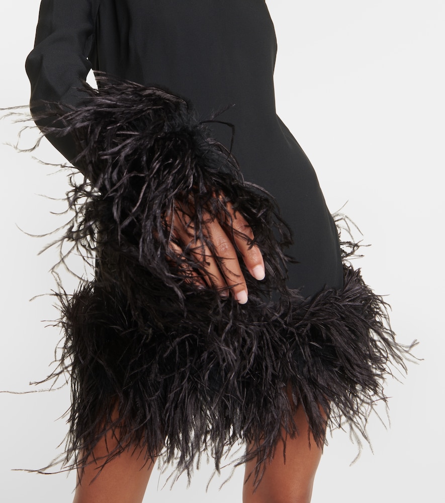Piccolo Ubud feather-trimmed minidress