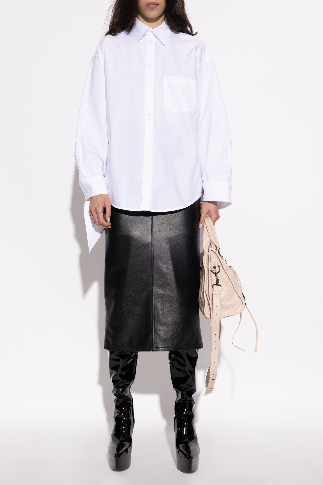 Balenciaga Shirt With Logo, Women's, White