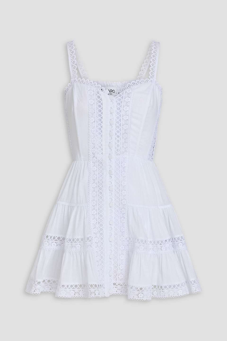 Lenora tiered cotton-blend mini dress - White - L