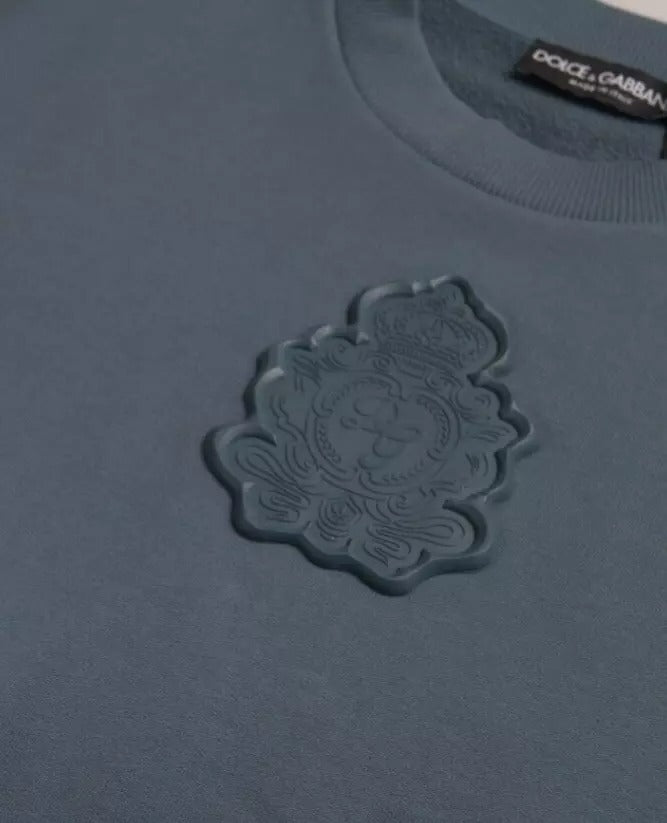 Logo-Embossed Cotton Sweater — Blue