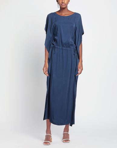 Woman Maxi dress Navy Size M Cupro, Rayon, Rubber